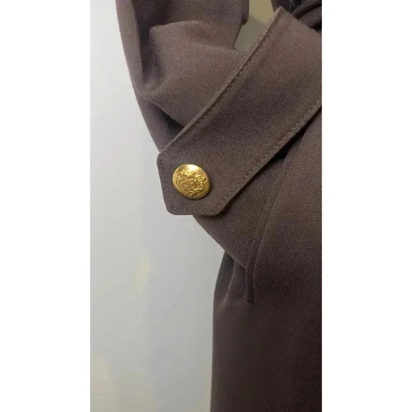 Vintage Larry Levine Gold Button Double-Breasted Brown 80s Trench Coat Size 4 - Picture 5 of 8